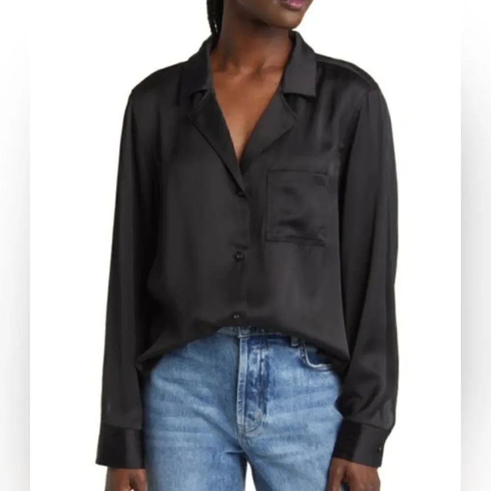 Nordstrom green silky blouse